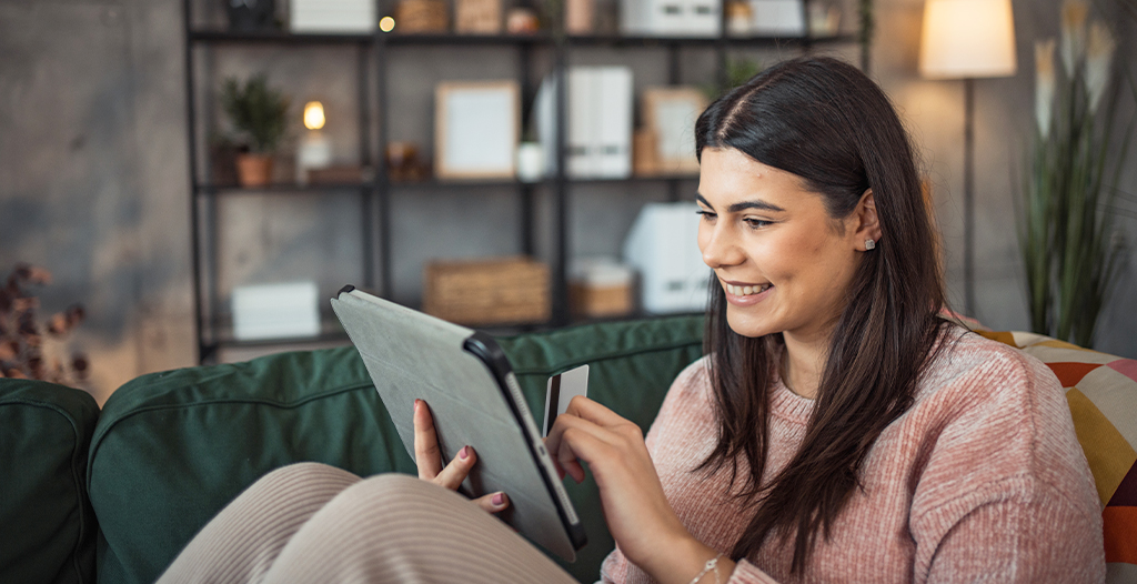 woman using tablet